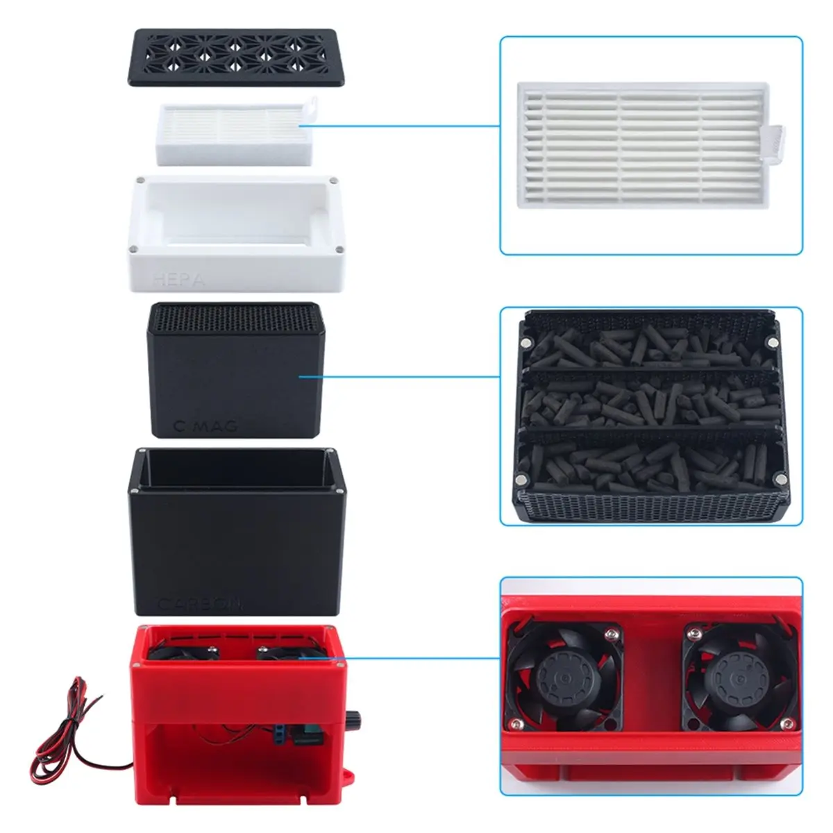 L73A NEW BentoBox V2.0 Activated Carbon Filter for X1C P1P ABS ASA Nylon Filament Odor Purifier 3D Printer Parts
