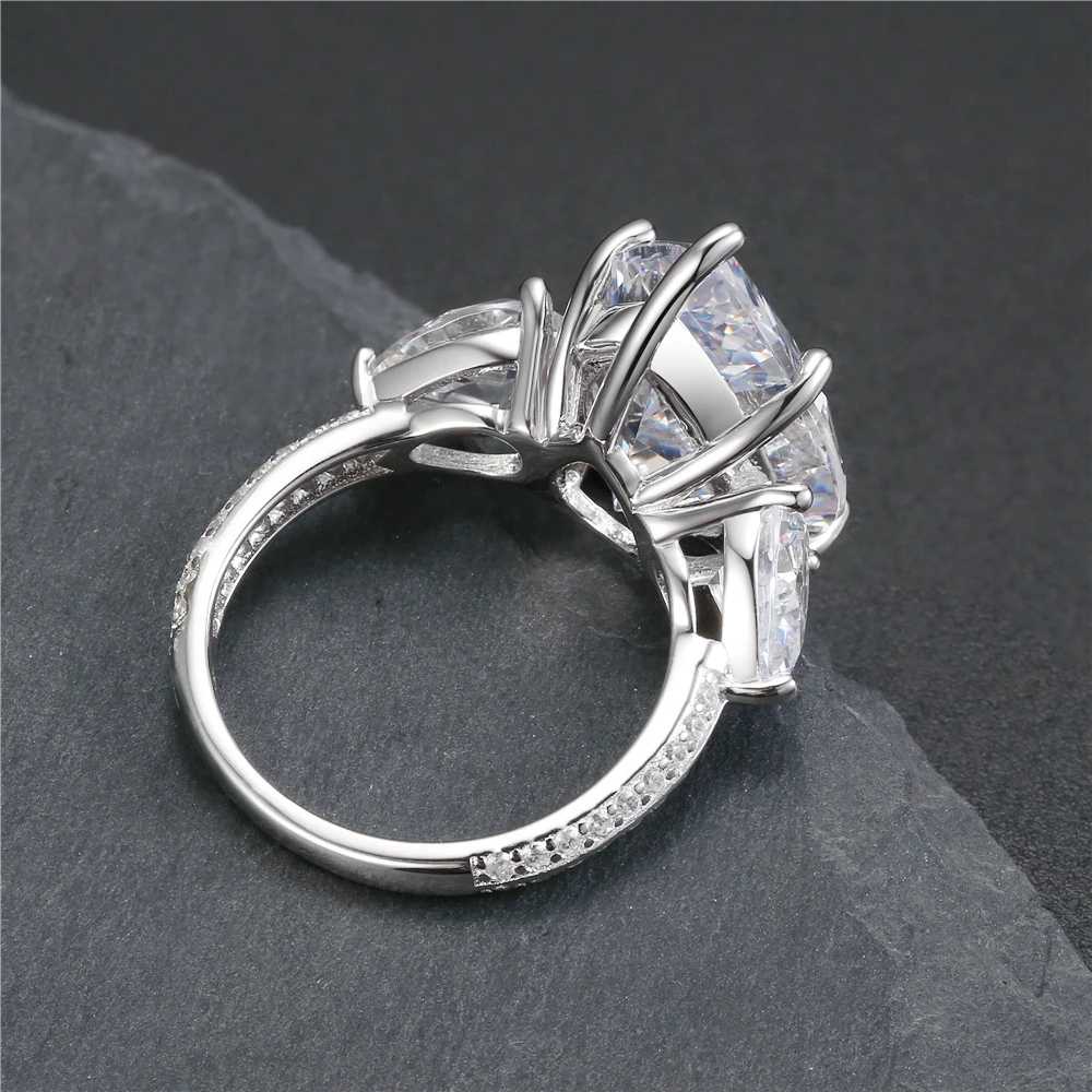 Wong Rain 100% 925 Sterling Silver Pear Cut 13*18 MM Lab Sapphire High Carbon Diamond Gemstone Cocktail Party Rings Fine Jewelry