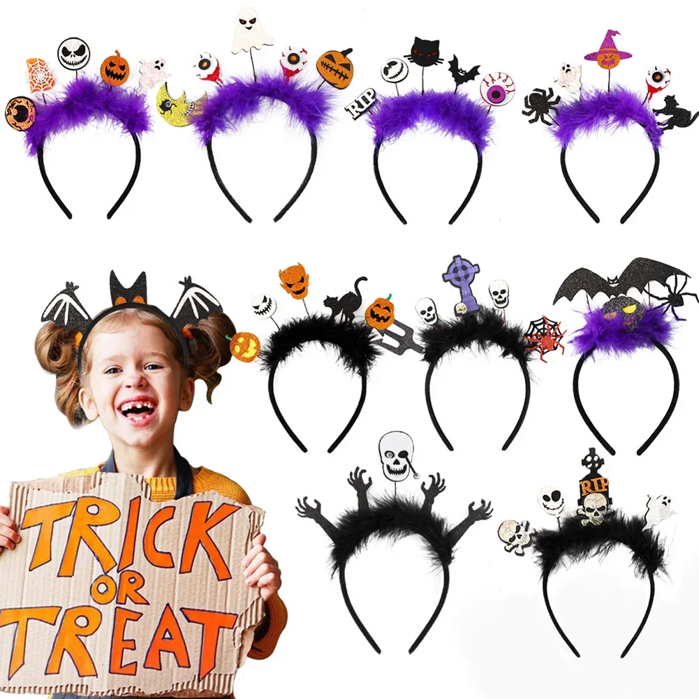 Halloween Devil Hair Band Spider Web Witch Dance Headband Photo Props Ghost Festival Bat Head Hoop Halloween Party Decoration