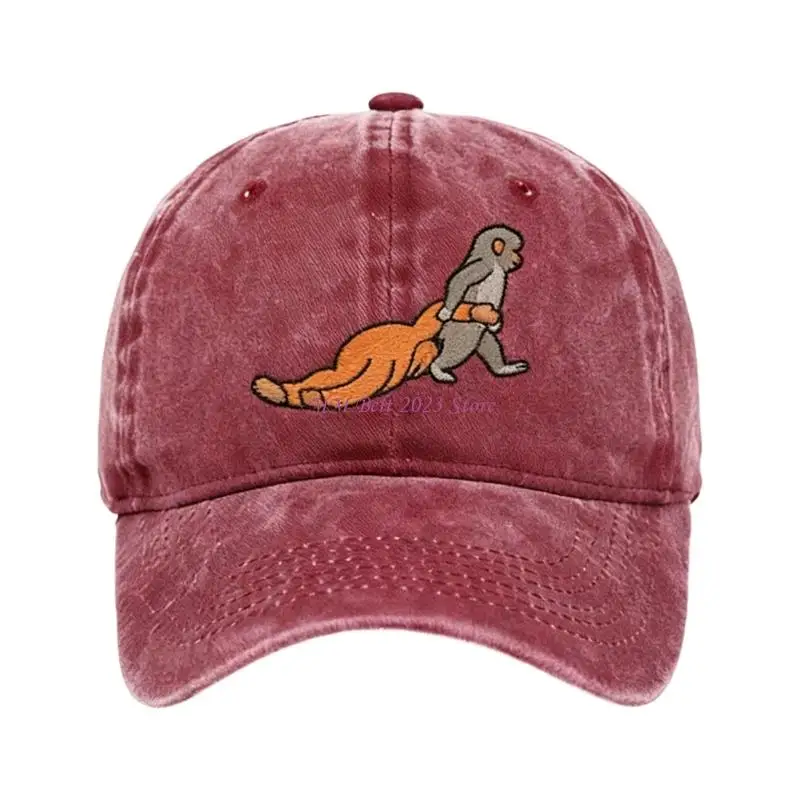 49ME Funny Monkey Design Baseball Cap Soft Cotton Breathable Unisex Sports Sun Hat