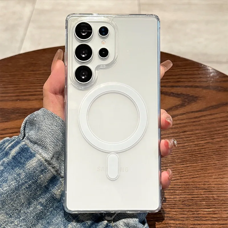 Magnetic Original Transparent Phone Case For Samsung Galaxy S25 S24 S23 S22 S21 Plus Ultra FE Edge Magsafe Clear Cover - náhled 2