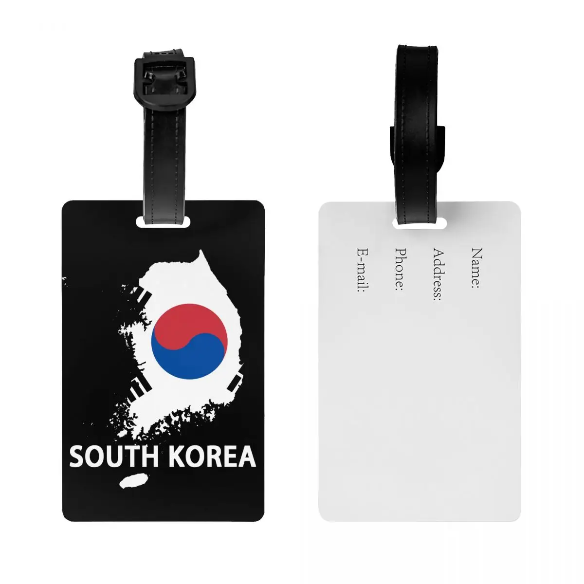 Custom Flag Of South Korea Luggage Tag With Name Card Privacy Cover ID Label for Travel Bag Suitcase