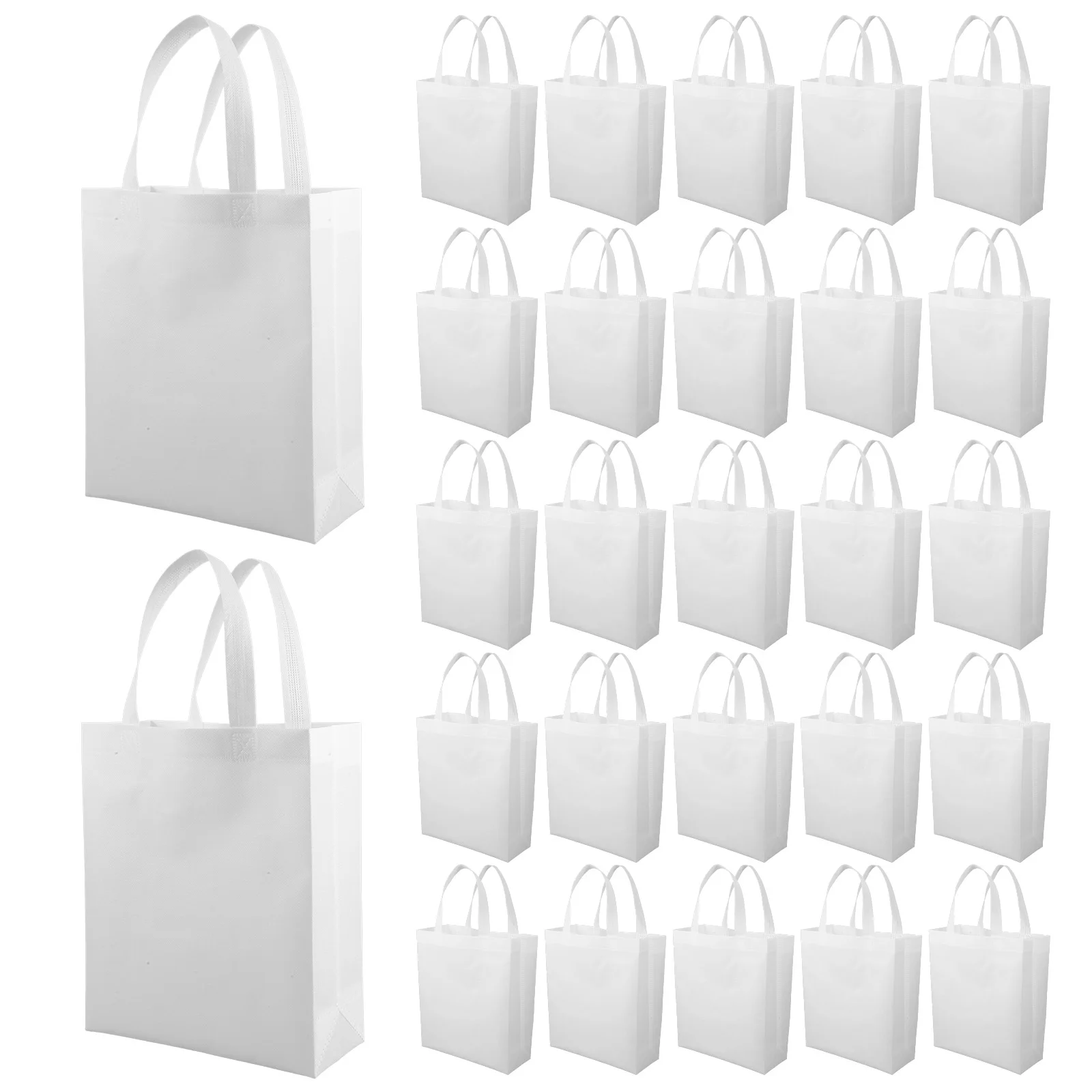 

30 Pcs Non Woven Tote Yellow 25x30x10 Reusable Shopping Bags Portable Lightweight Compact Foldable Storage Home Travel Outdoor