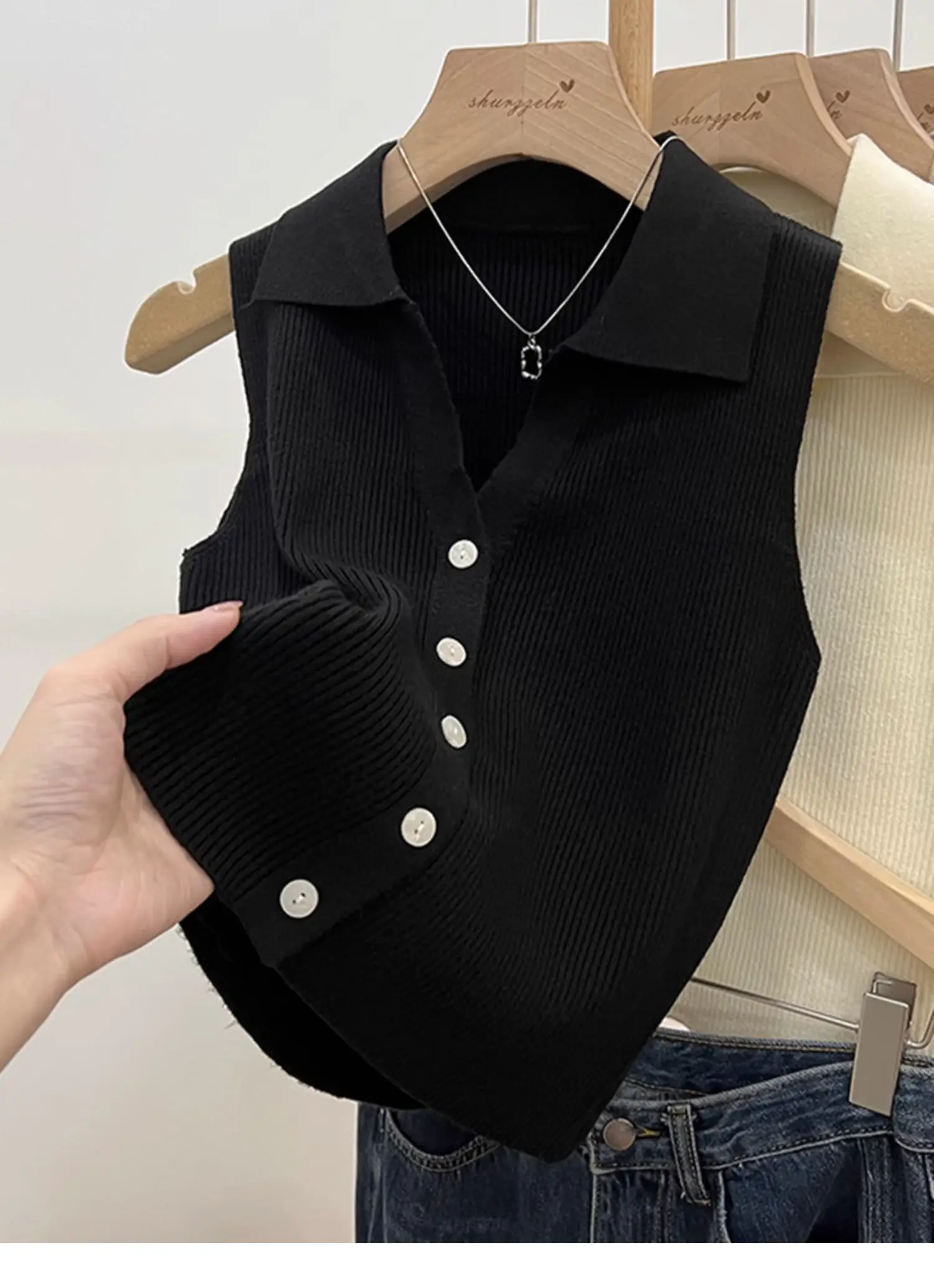 Solid Color Knitted for Women Cardigan Korean Single Breasted Sleeveless Jumper Woman Round Neck All Match Cardigans Outwear