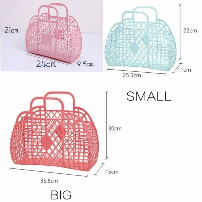 Large-capacity Bag Hollow Jelly Beach Holiday Portable Tote Bag Reusable And Easy To Clean Plastic Portable Bath Basket