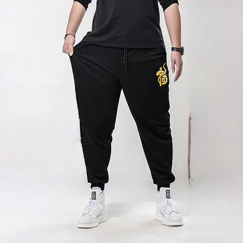 

Trendy plus Size Men's Casual Pants Loose Elastic Thin Spor Harajuku Sle Polyester High Stretch Summer Long Trousers