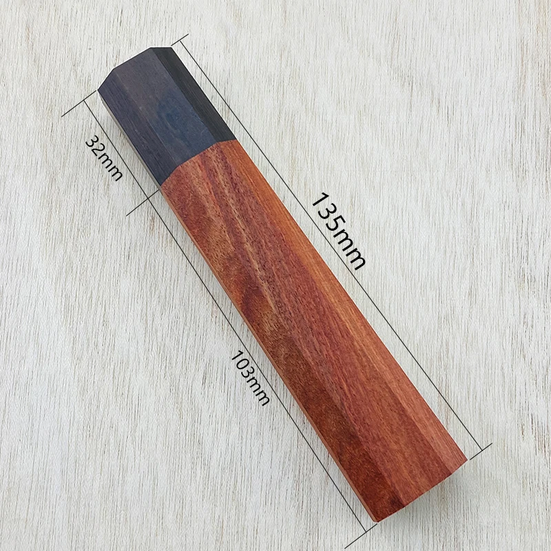 1piece Red Sandalwood + Ebony Octagonal Knife Handle for DIY Semi-finished Damascus Knife Handle Material Kitchen Knife Handle