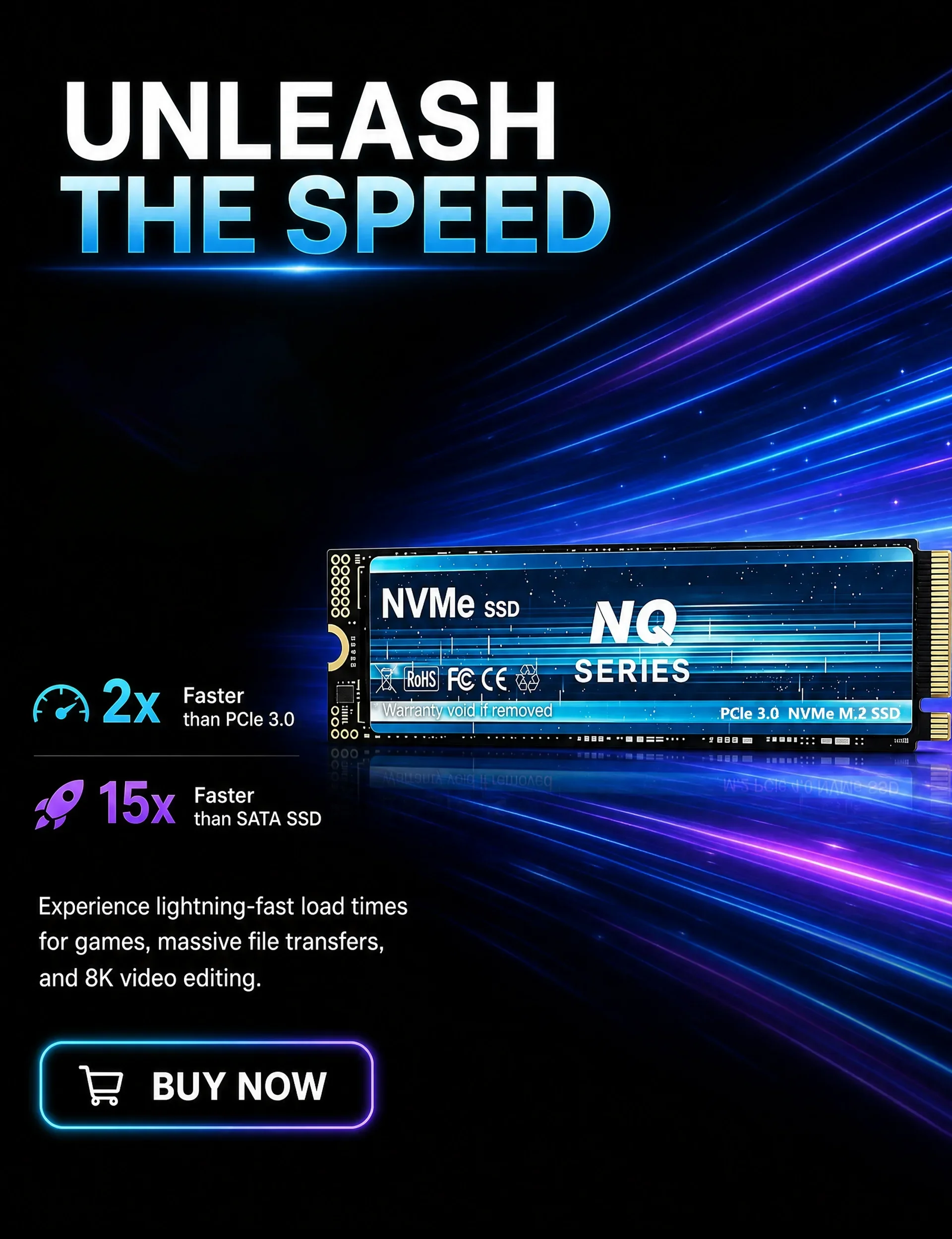 NEW NQ SERIES M.2 PCIe 3.0 NVMe SSD, High Spped Read 500GB-4TB Internal Solid State Drive for Desktop Laptop Gaming Systems.