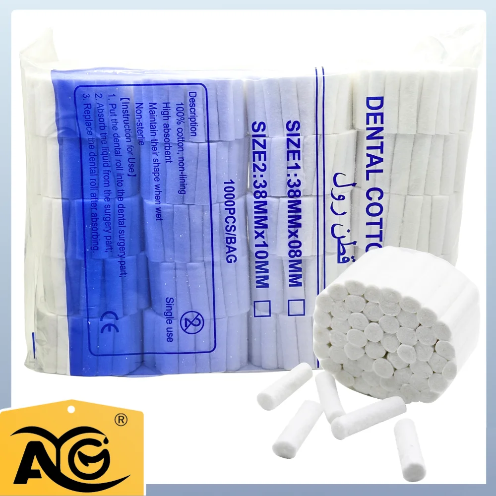 AG 1000Pcs/20Rolls Disposable Dental Cotton Wool Roll Medical Consumable Teeth Whitening Cleaning Absorbent Dentistry Materials