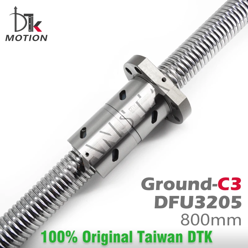 DTK Taiwan DFU3205 C3 C5 Ground 5mm Lead 800mm R32 Ball Screw Thread Shaft High Precision Flange CNC Grind Spindles Replace TBI