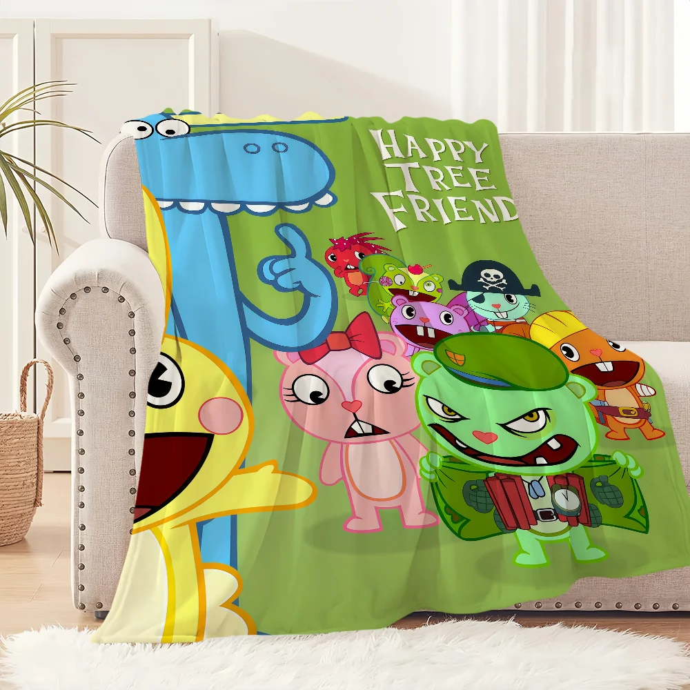 Cute cartoon art Happy T-Tree F-Friends Fliqpy Flannel warm comfort  soft plush blanket for sofa living room bedroom travel gift