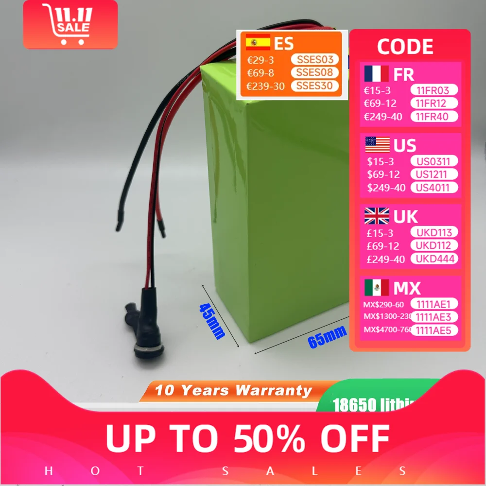 

Original 10000mAh 18650 7S2P Li-ion Rechargeable Battery Pack 25.2V Suitable for Battery Replacement of 29.4V Electric Scooters