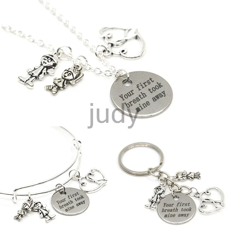 12pcs/lot Lover Necklace Charm Your First Breath Took Mine Away Boy and Girl Fall in Love Pendant