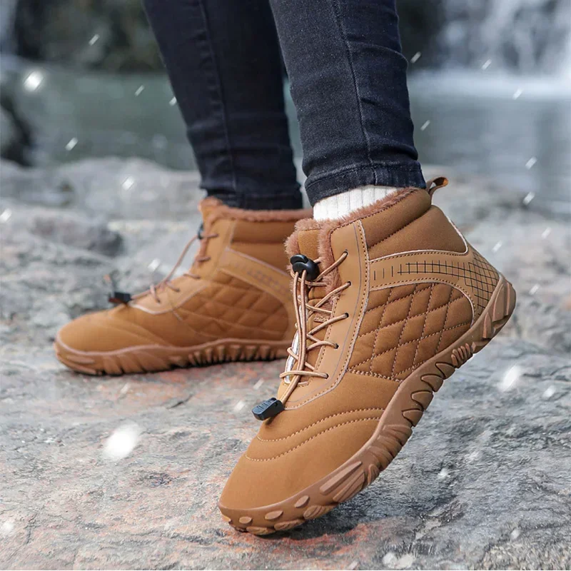 Men Mountaineering Shoes Men's Ankle Boots Waterproof Women Man 2024 Winter  Fleece Lined Outdor Shoe Flat Plus Size 45 46 47 48