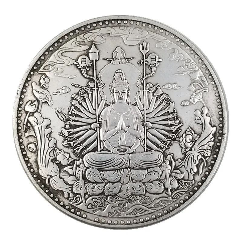 Thousand Hands Guanyin Large Silver Dollar 88mm Diameter Silver Dollar Home Decoration Craft Desktop Ornament#01088