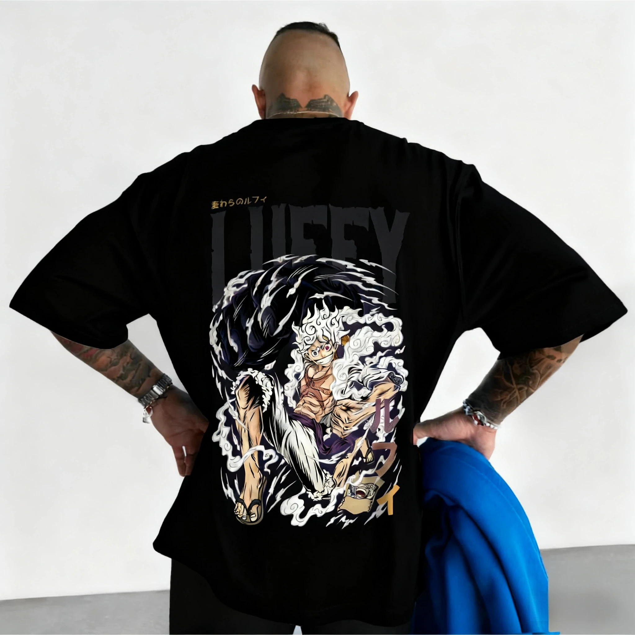 

One Piece Luffy Printed Cotton Short-sleeved American Loose Men's And Women's Summer Breathable Sports Round-neck T-shirt ins