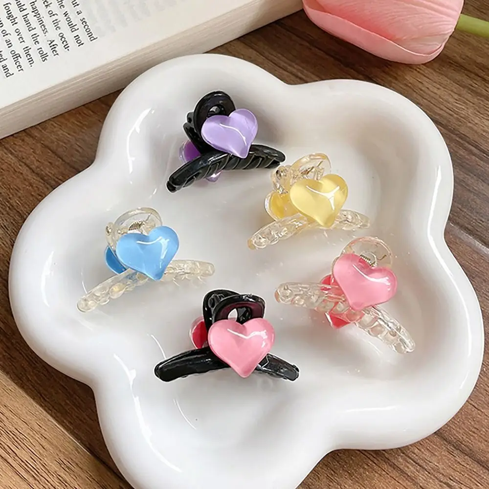 Pinzas de garra de tiburón de Color caramelo, accesorio para el cabello de corazón Simple, Pinza de agarre de flequillo, garra de pelo de Dama