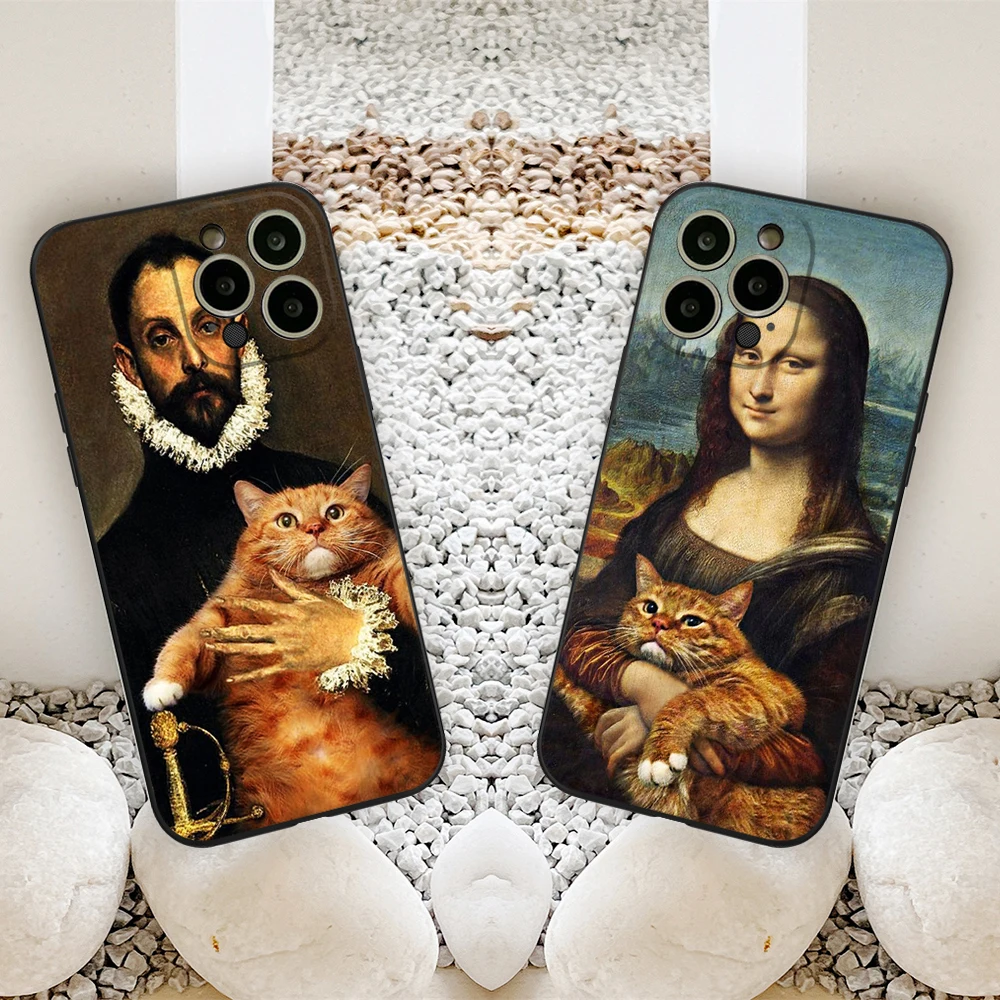 Leonardo Da Vinci Mona Lisa Pat Cat Art Phone Case For Iphone14 13 12 11 Pro 12 11 Pro Max X XR XS MAX 7 8 2020 Se phone case