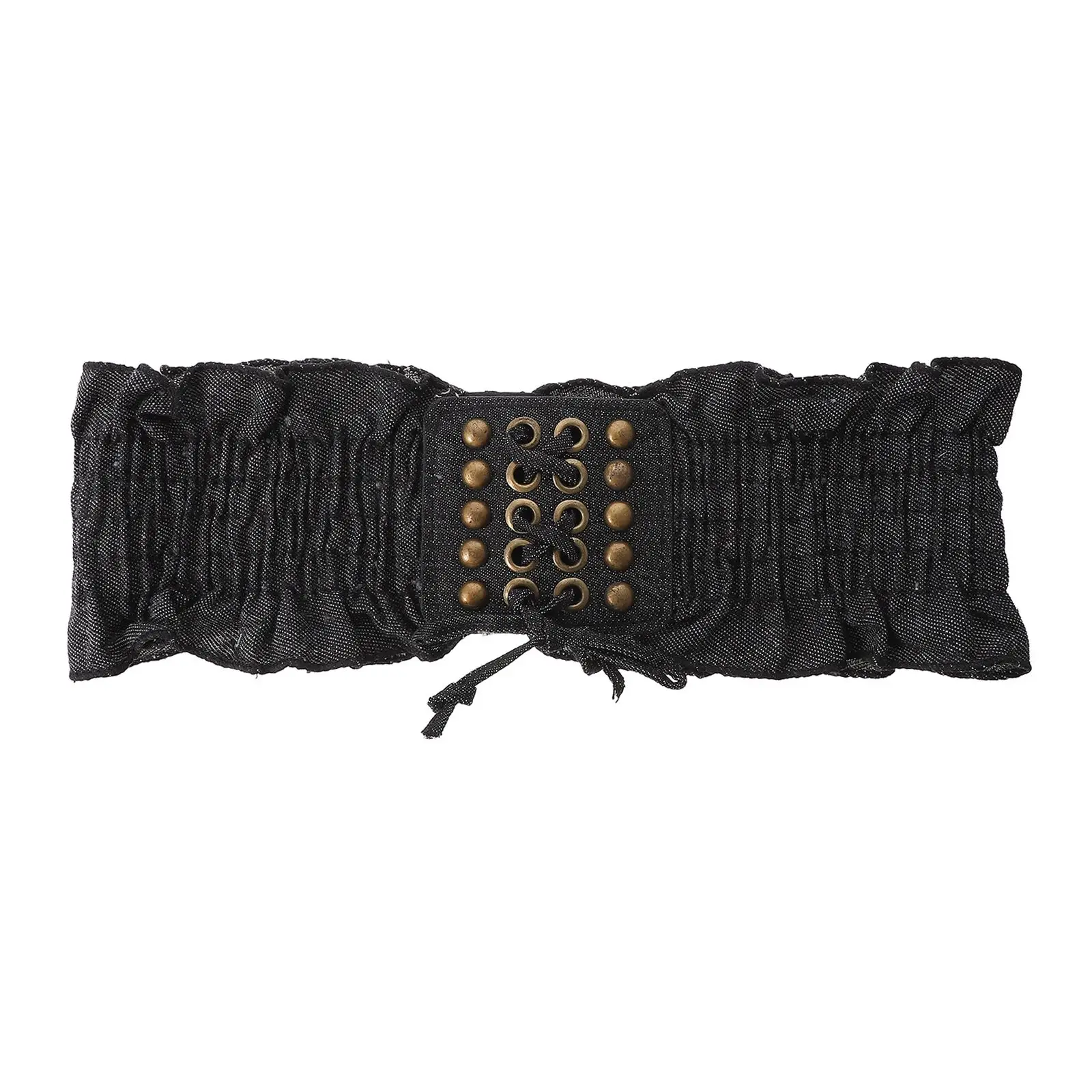 

Denim Waist Elastic Bandage Shapewear Denim Waist Girdle Macrame Women Adjustable Rivet Buckle Street Dress Decor