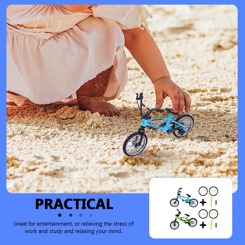 2Sets Finger Bike Tabletop Game Bike Aluminum Alloy Desktop Competition Leisure Plaything Finger Bikes