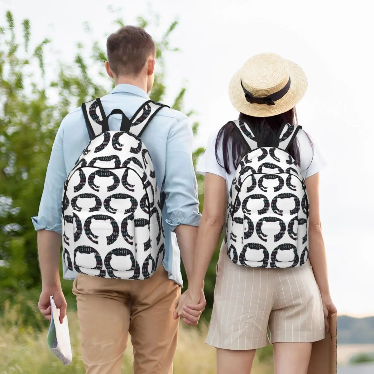 Github Code Logo Backpack Hot Sale Daypack Large Capacity Boys Girls BookBag School Bag Shoulder Bags for Men Women
