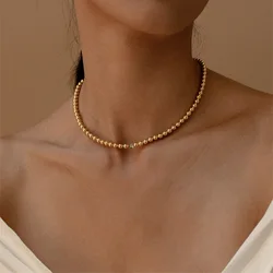 Cubic zirconia stone beads necklace stainless steel chain necklace for women dainty minimalist jewelry non tarnish jewelry