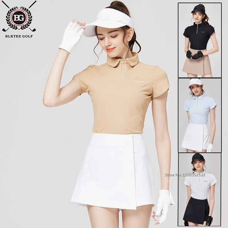 BG New Golf Polo Shirts Women Short-sleeved Embroidered Lapel Top Ladies Sports Skirts High-end Summer Shirts Skort Golf Suit