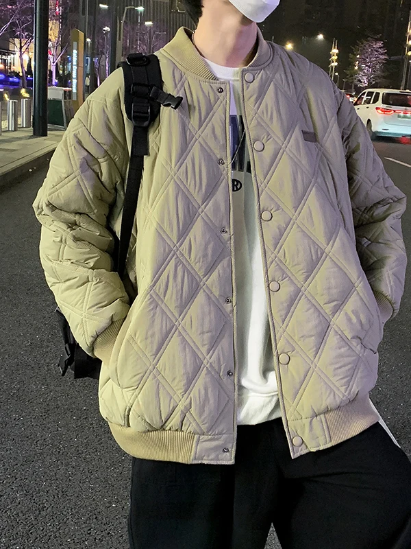 

Мужская зимняя куртка из утолщенного хлопка в американском стиле, городская повседневная, с длинными рукавами, на молнии, теплая, молодежная, с наполнителем из полиэстера