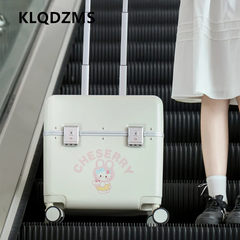

KLQDZMS Suitcase Large-capacity 20-inch Boarding Box Women's Trolley Case Aluminum Frame Password Box with Wheel Rolling Luggage