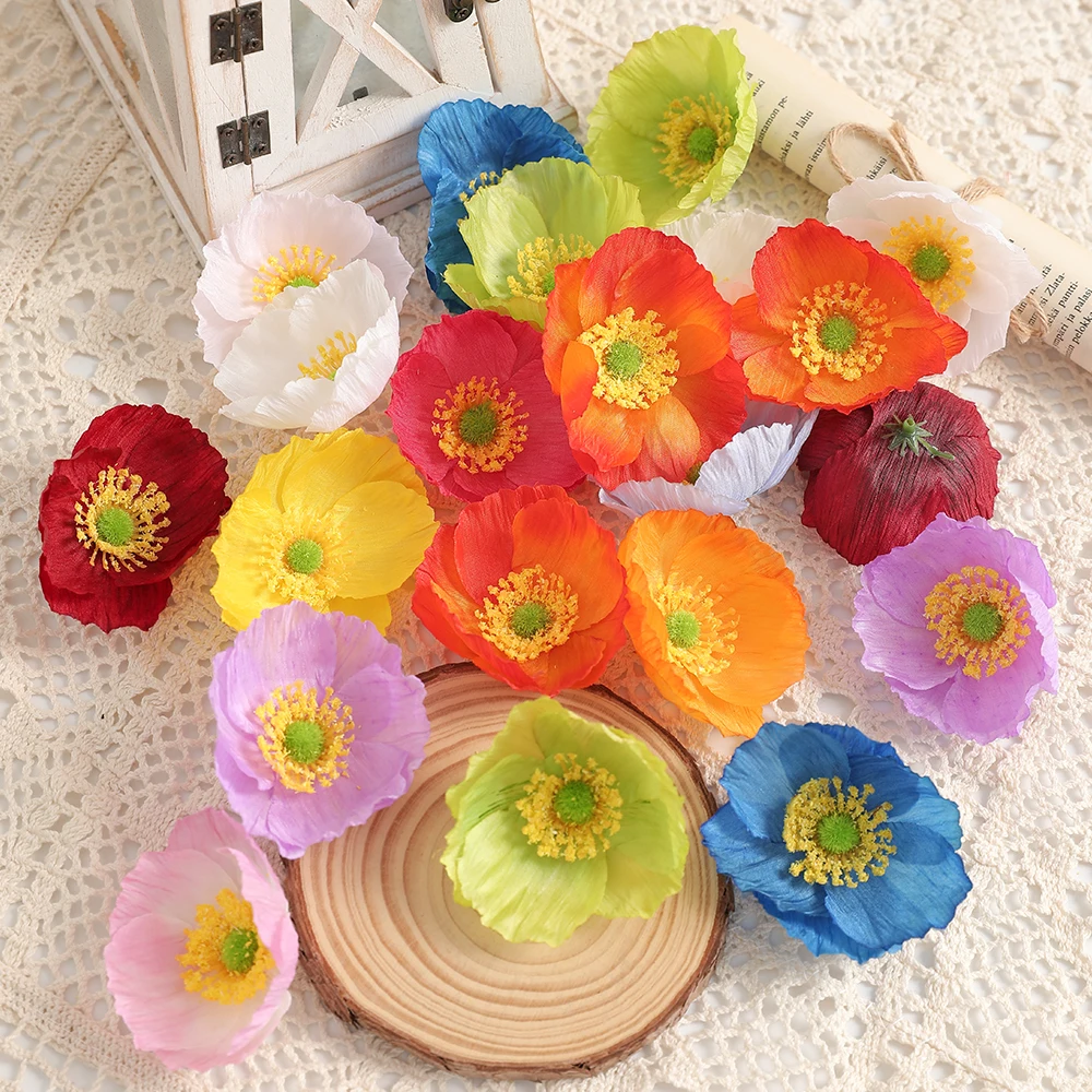10 Stück künstliche Blumen Köpfe 7,5 cm gefälschte Blume für zu Hause Hoom Dekor Garten Hochzeit Dekoration DIY Handwerk Girlande Geschenke Zubehör