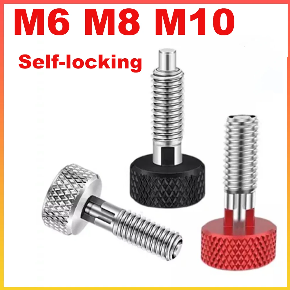 Knurled Knob Indexing Plunger Retractable Index Pin M6 M8 M10 Self-locking Retractable Spring Loaded Plunger Coarse Thread