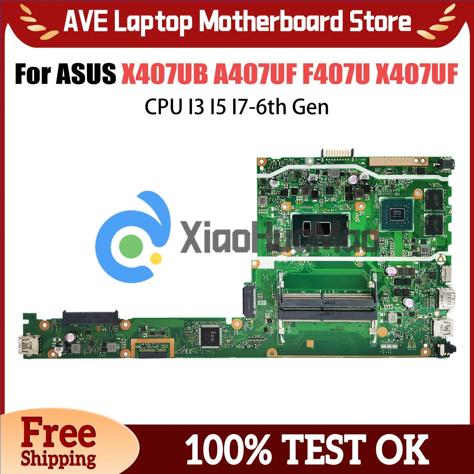 

X407UBR Notebook Mainboard For ASUS X407UAR A407U F407U X407UF Laptop Motherboard CPU I3 I5 I7 7th/8th Gen DDR4 100% TEST OK