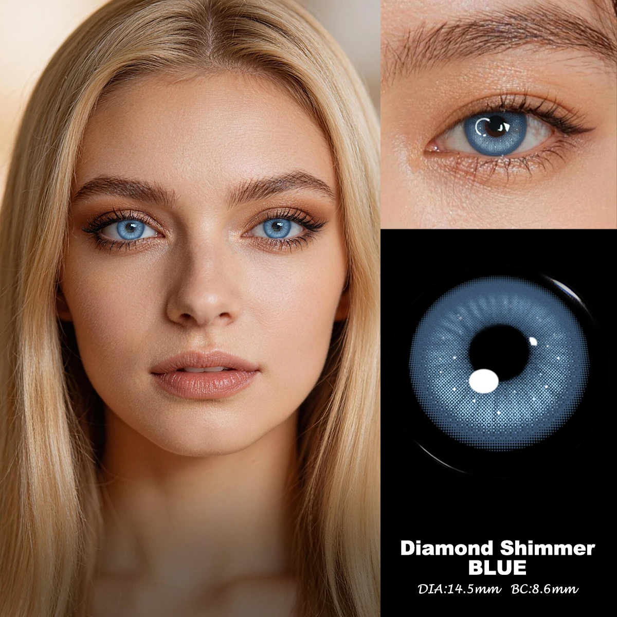 Visuashow Diamond Shimmer Farbige Kontaktlinsen 6 Monate Einweg 14,5mm Blau Grün Augenfarben-Kontaktlinsen für Schönheitskosmetik 70 – Detail 7