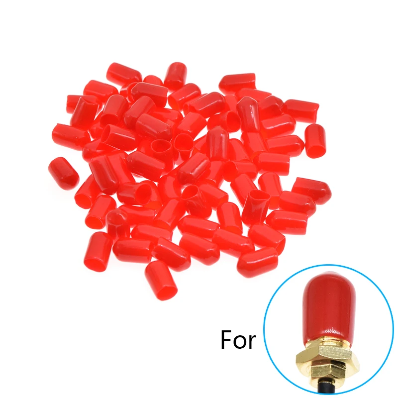 100 sztuk/partia Osłona SMA 6mm Gumowa Osłona Ochronna Pyłoszczelna Czerwona Do Złącza SMA Lub Metalowych Rurek Męskich i Żeńskich PCB