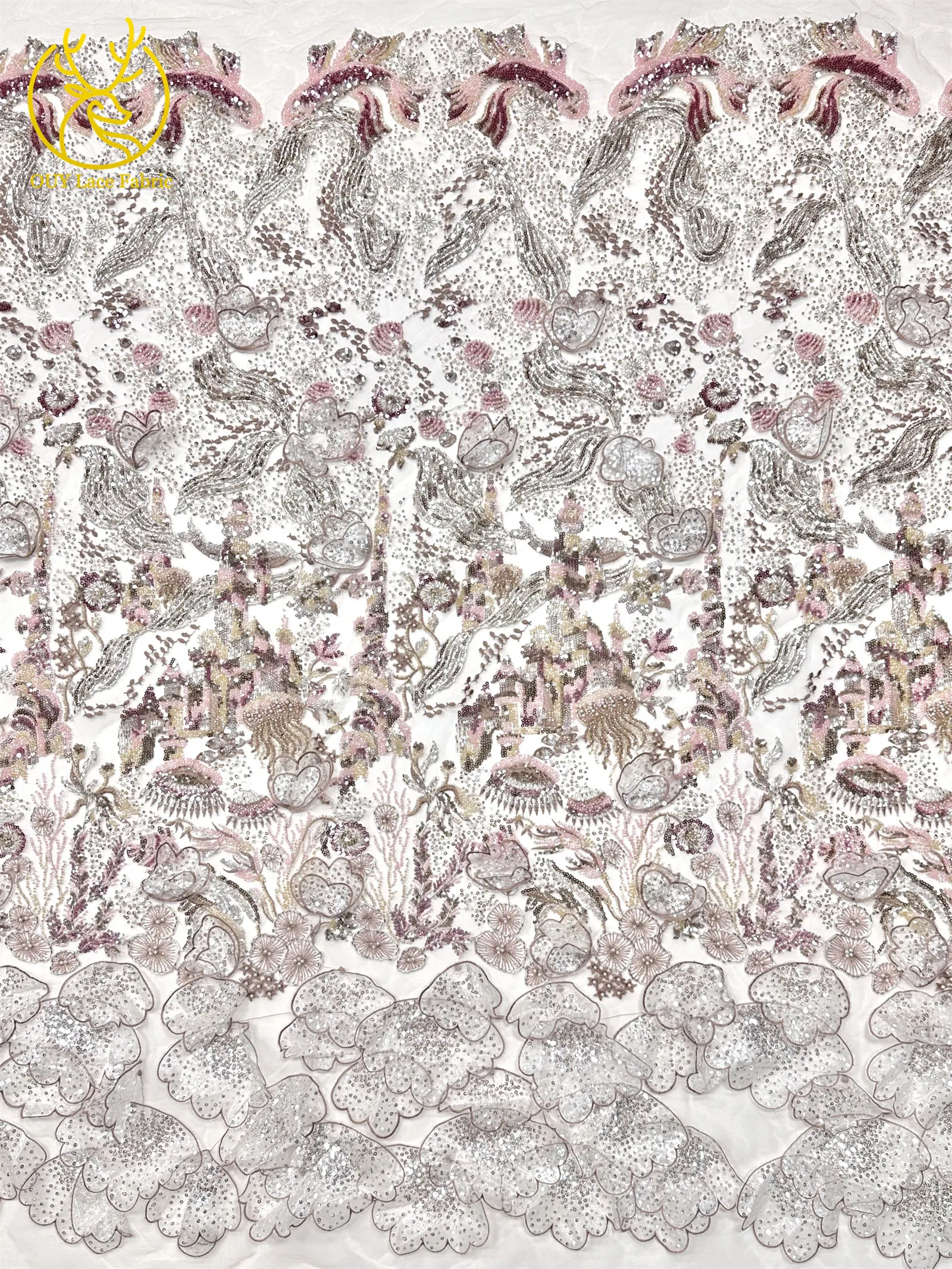 Luxus Schwarz 3D Schmetterling Blumen Stickerei Kleid Spitze Stoff Afrikanische Gold Perlen Pailletten Tüll Spitze Stoff Party Kleider – Detail 6