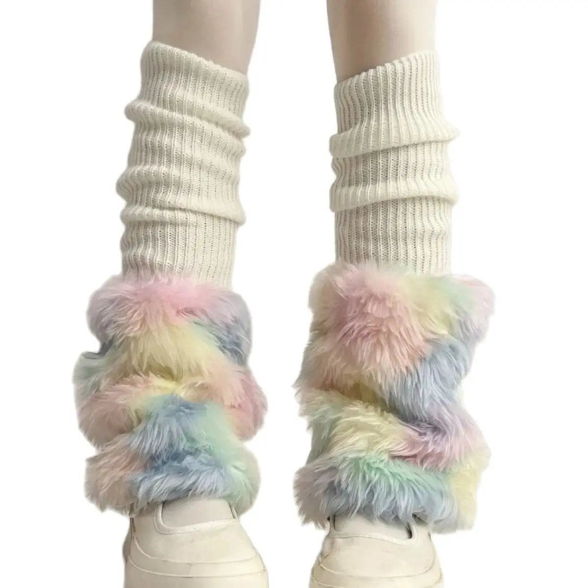 Winter Autumn Soft Comfortable Colorful Sweet Lovely Fashionable Faux Fur Leg Warmmers Women Short Length Hiphop Hotgirl