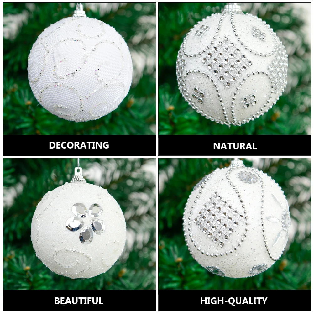 

5 Pcs Interior Christmas Ball Decoration Party Supplies Wooden Ornament White Material