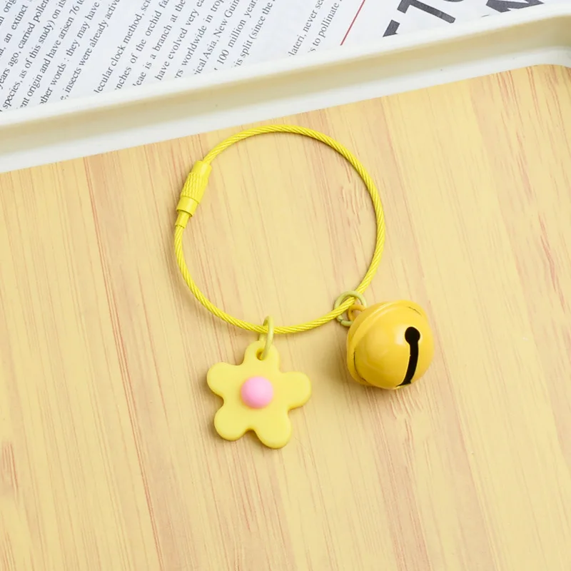 40pcs/set Bell Keychain Colored Flowers Key Ring Pendant Pinkycolor Bag Pendant For Women Ins Korean Chain Cartoon Key Chains