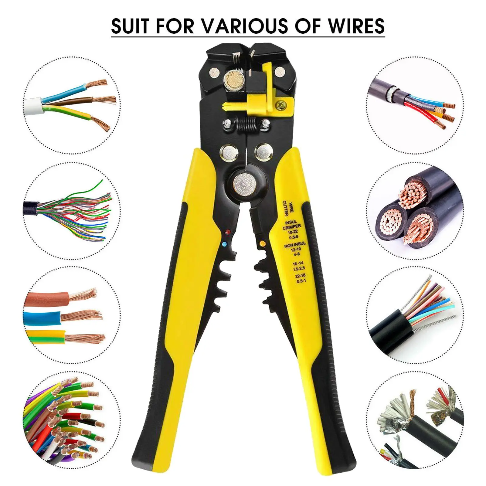 

8-дюймовый инструмент для зачистки проводов, автоматические плоскогубцы для зачистки проводов, инструмент для зажима проводов, щипцы для изоляционного кабеля, электрическая проволока