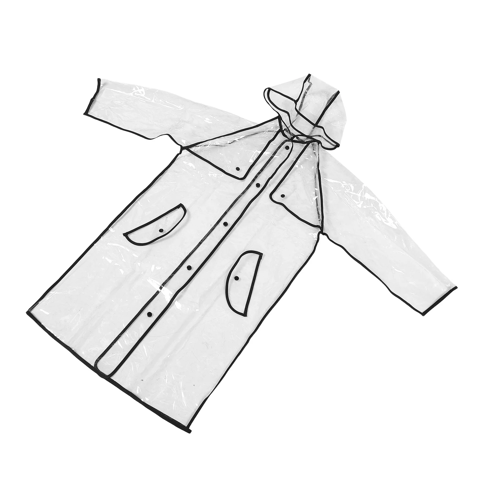 

Student Kids Waterproof Rain Jacket Black Edging Hooded Poncho - Lightweight Portable Rainwear For School