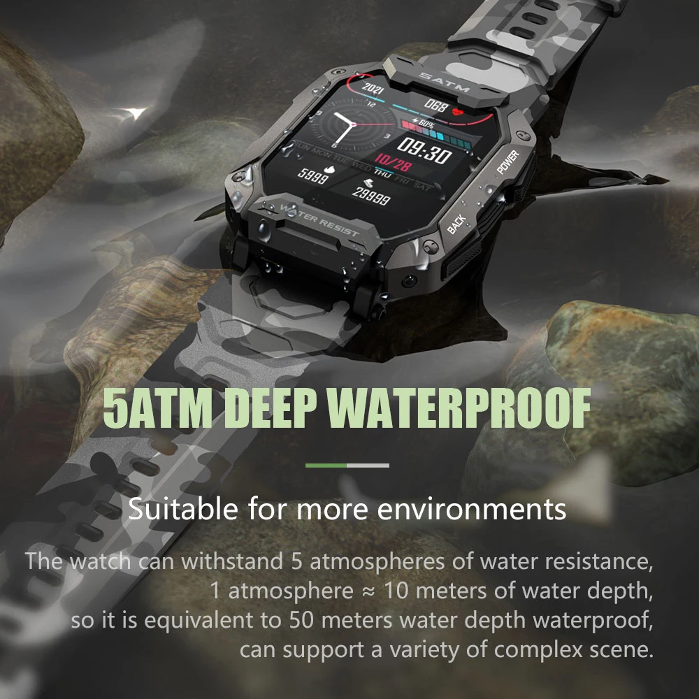 كانميكس-ساعة ذكية مقاومة للماء للرجال ، مراقبة الصحة ، ضغط الدم ، الأكسجين ، ساعة اللياقة البدنية ، IP68 ، 5ATM ، أندرويد ، iOS