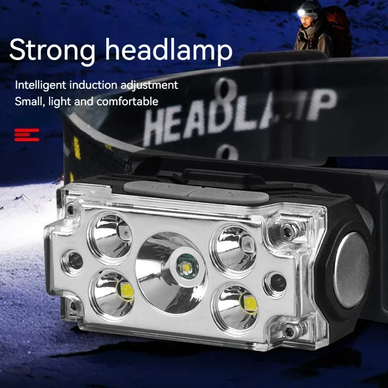 Super Bright LED Headlamp Rechargeable Headlight IR Motion Sensor Head Lamp Waterproof Head Light for Camping Hiking Fishing