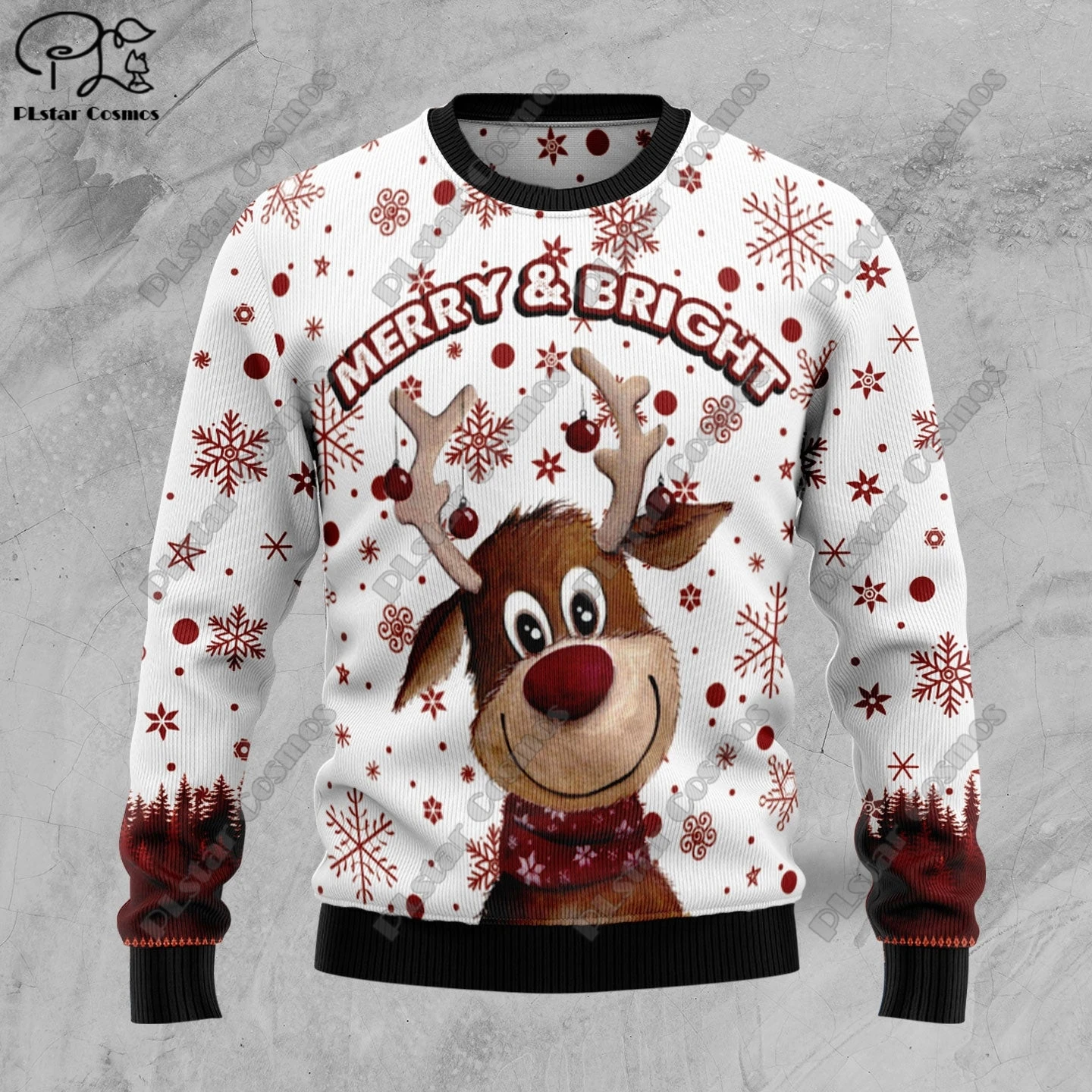 Baru 3D dicetak hewan kustom seri lucu Natal pola jelek Sweater Jalan kasual musim dingin Sweatshirt S-89