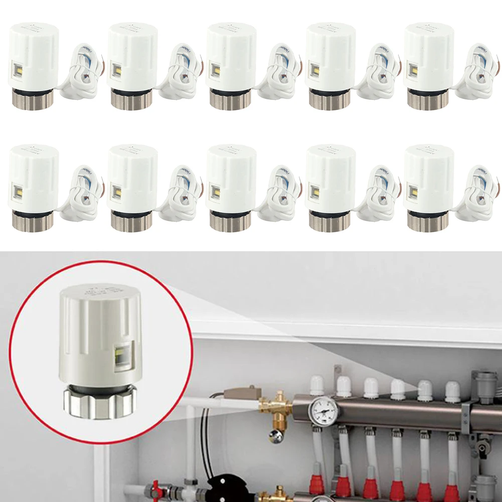 

5-Pack M30*1.5mm Floor Heating Radiator Valves With Visible Electric Actuators, Suitable For TRV Thermostatic Radiator Valves