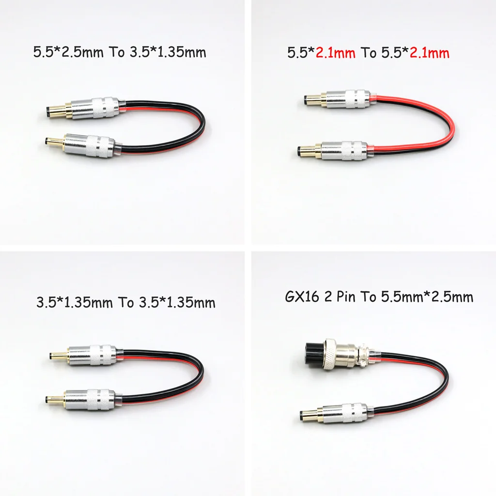 GX16 5.5mm 4.0mm 2.5mm To 2.1mm 1.35mm 1.7mm Plug Power Audio Cable Male To Male Cord for Keces Linear Extension Wire LN009061