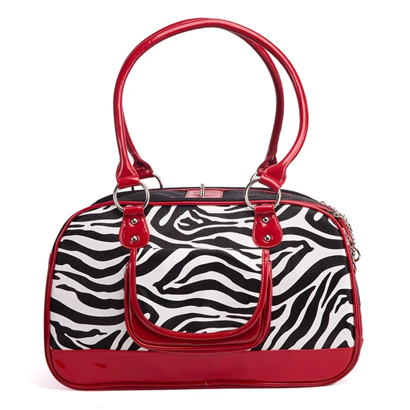 

Pet Carrier Bag Luxury zebra stripe Pu Leather Cat Dog Carrier Bag Pet Handbag Outdoor Travel Pet Shoulder Bag