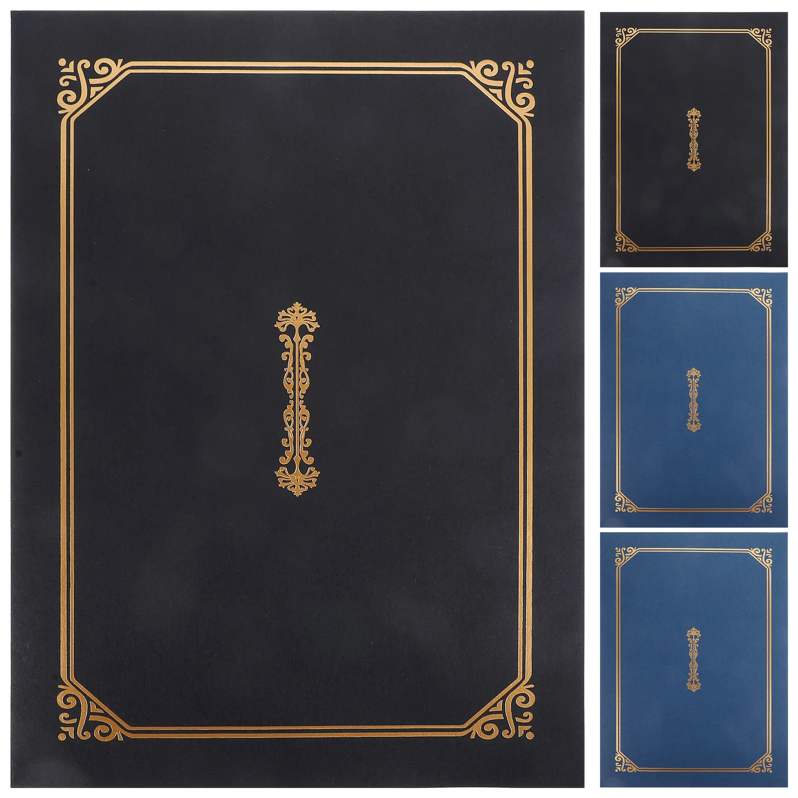 

4pcs Black Gold Blue Gold A4 Certificate Covers Paper Diploma Holders Award Frames Storage Decor Document Folders