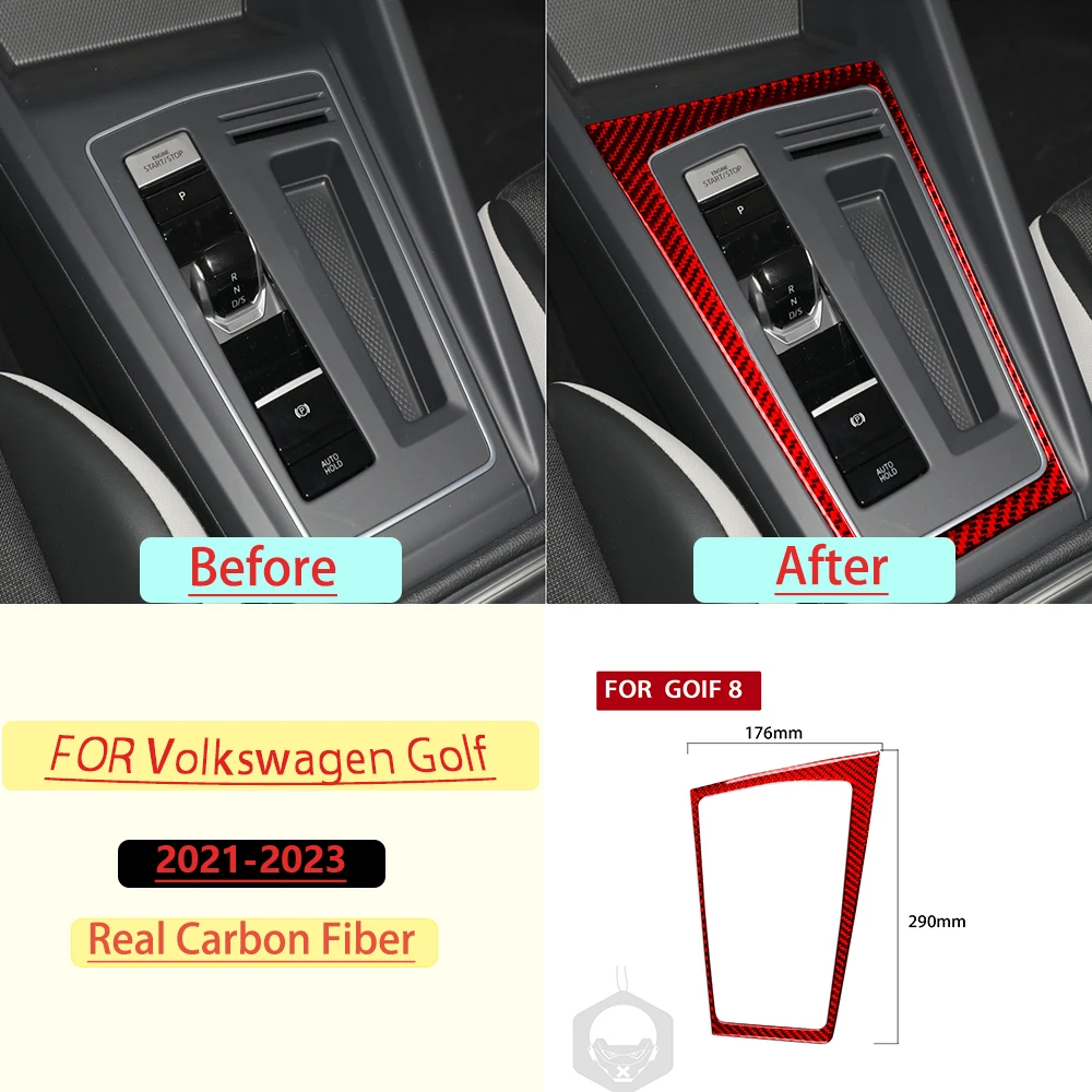 For Volkswagen Golf 8 2021-2023 Car Gear Shift transmission Frame Trim Real Soft Carbon Fiber Interior Car Accessories Stickers