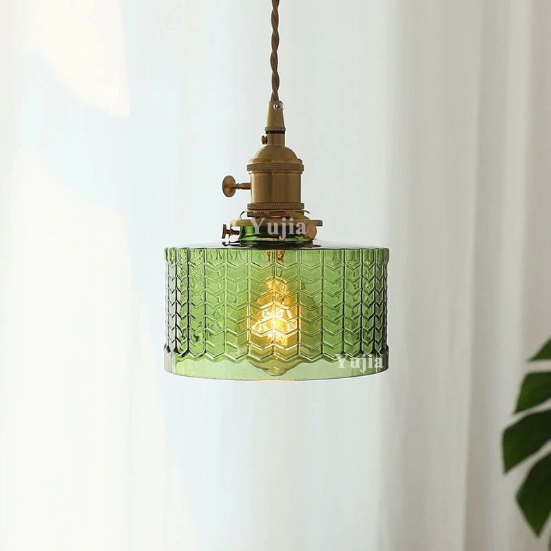 Multi-Style Nordic Pendant Lamp Green Glass Ceiling Lighting Kitchen Island Hand Brass Hanging Light Fixtures for Dining Room