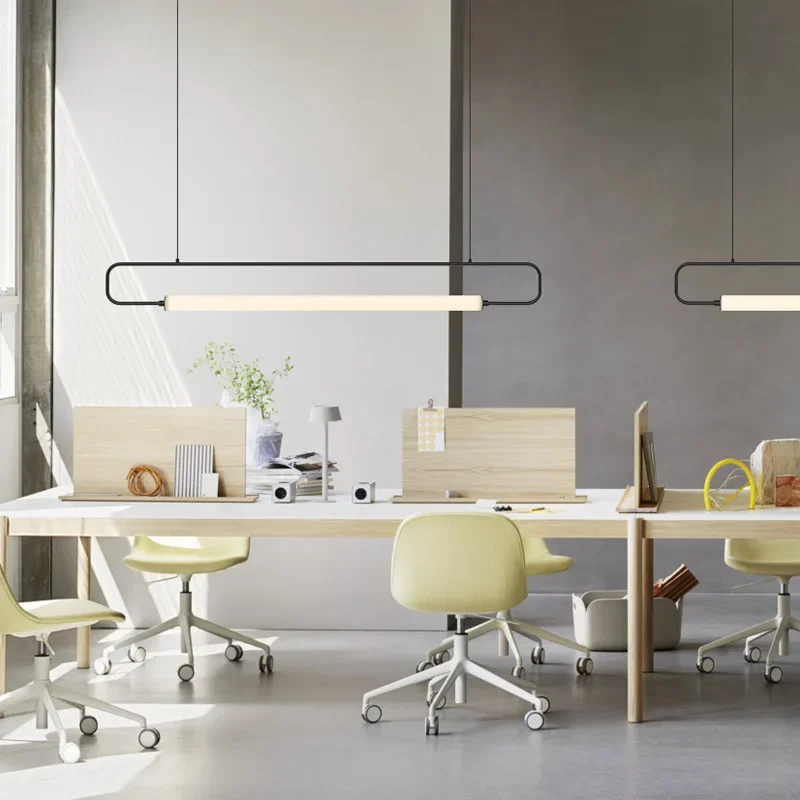 

SANDYHA Nordic Style LED Pendant Light Long Strip Design Modern Lighting for Living Room Kitchen Island Chandelier Dining Table